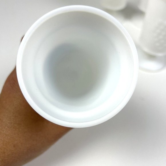 Vintage Set of 4 White Milk Glass Footed Goblets Grapes & Leaves Pattern - Picture 4 of 8